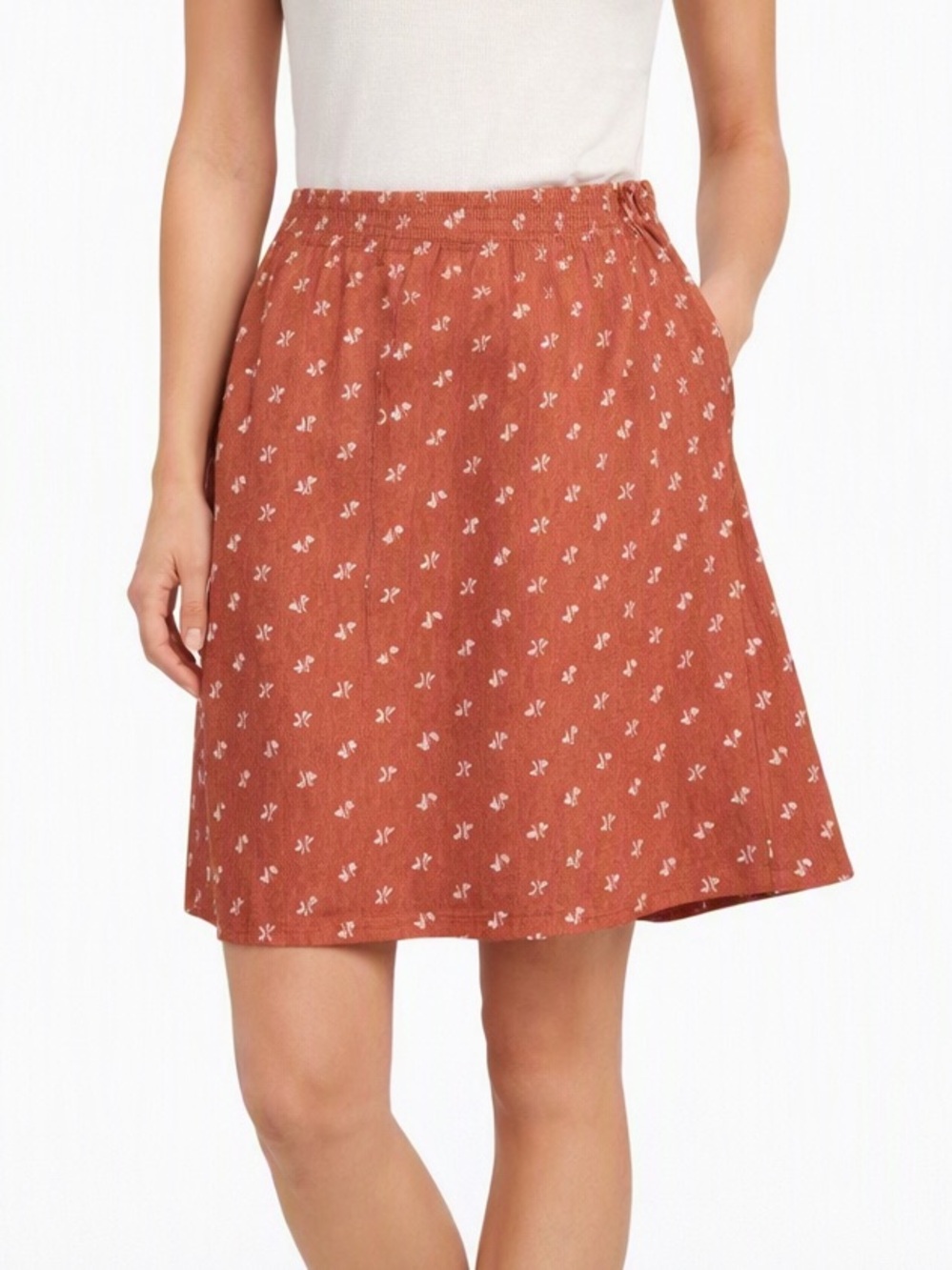 Toad&Co Terracotta Floral A-Line Skirt - Lightweight Women's Skirt